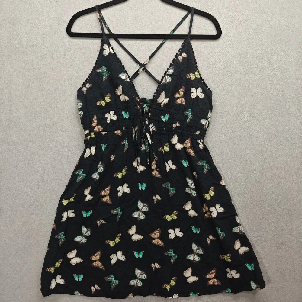 Wild Fable Butterfly Babydoll Dress Womens M Strappy Back 90s Y2K Whimsigoth